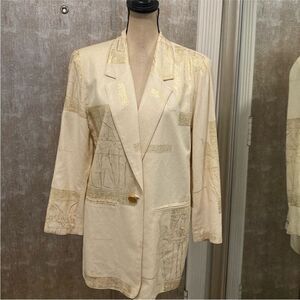 Dorothy Schoelen Platinum Elegant Cream silk  Blazer, M